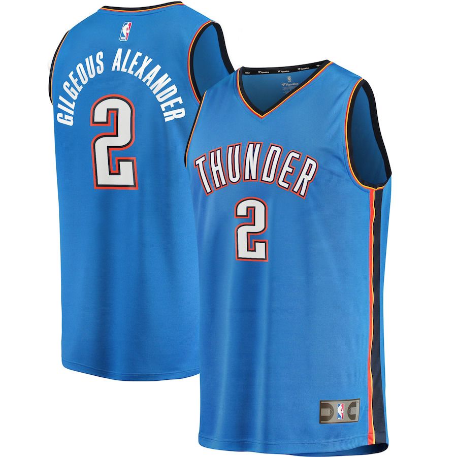 Men Oklahoma City Thunder #2 Shai Gilgeous-Alexander Fanatics Branded Blue Fast Break Player NBA Jersey